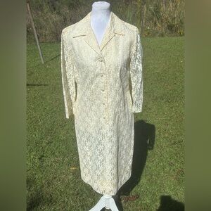 Vintage 1950s 60s Adrian Tabin Lace Dress Satin Lining